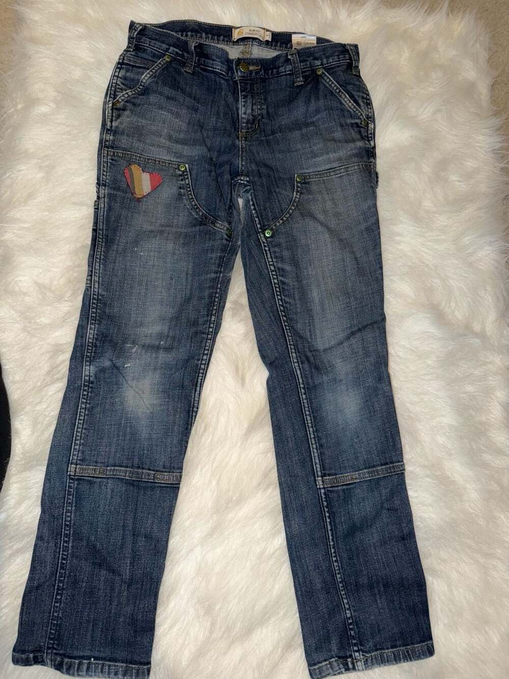 Carhartt Slim Fit Straight Leg Jeans Size 6 Short Blue Denim Pants